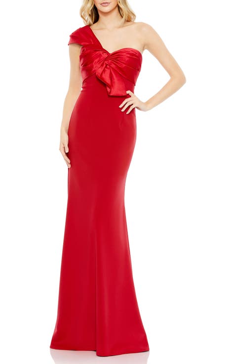 【Mac Duggal】Vネック フリル ノースリーブドレス レッド Red Sleeveless Ruffle Tiered V Neck Gown - Mac Duggal