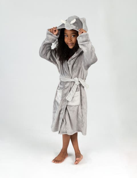 Kids Printed Fleece Hooded Robe