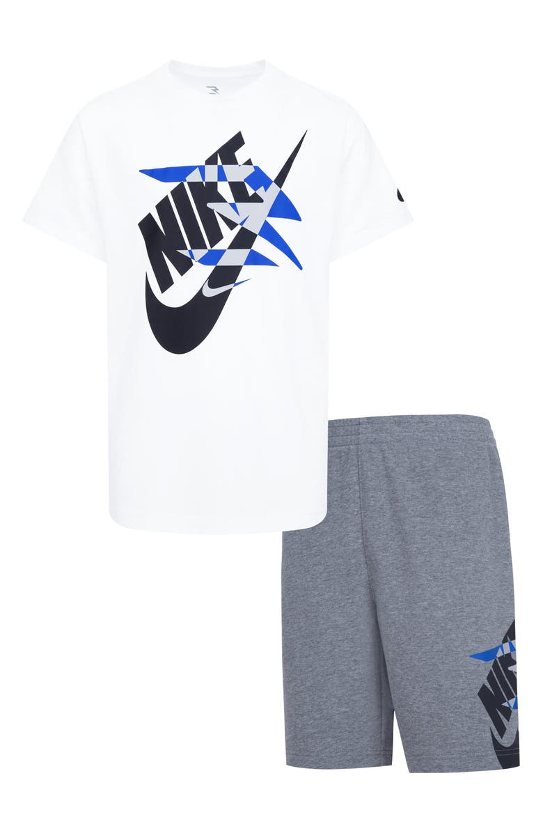 3 Brand Kids' Iconic Duo Crew Tee & Shorts Set, Main, color, 001White