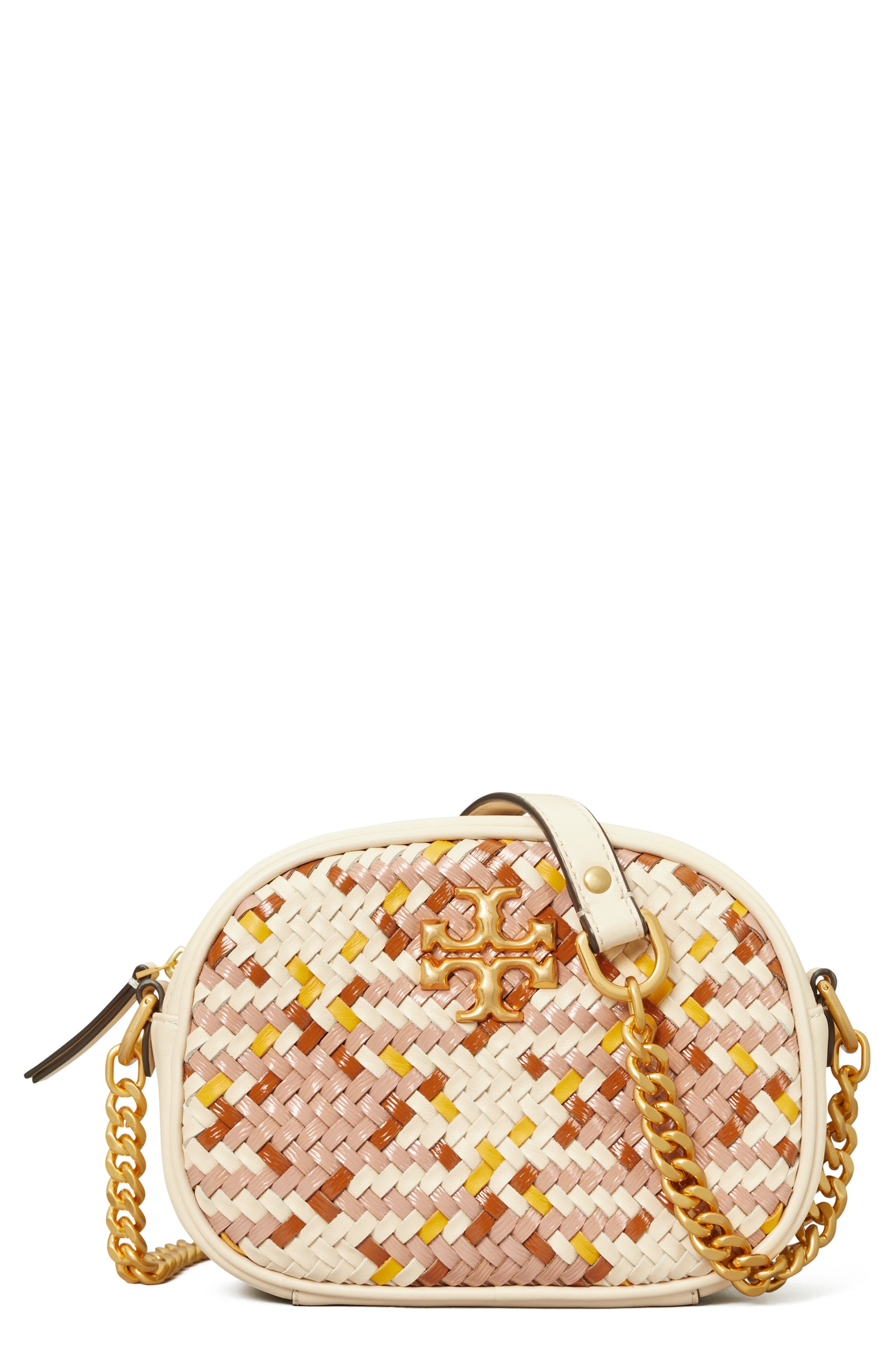 Tory Burch Small Kira Woven Leather Camera Bag, Main, color, 