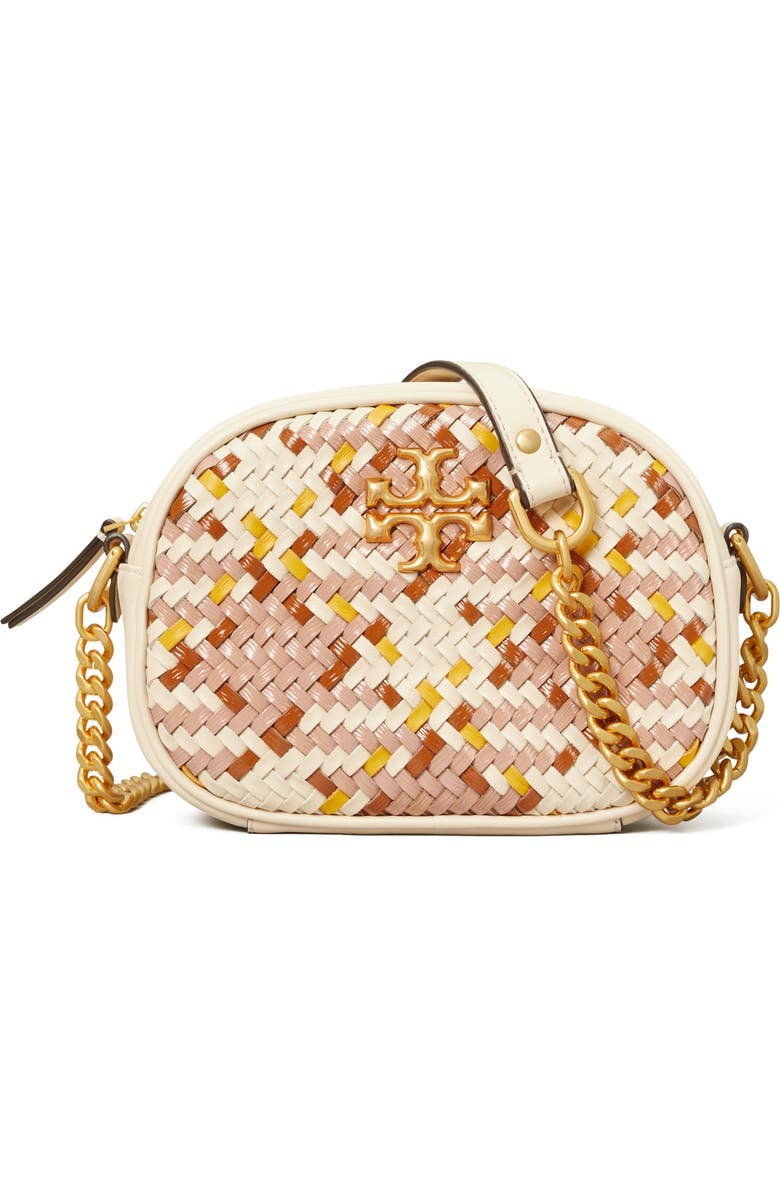 Tory Burch Small Kira Woven Leather Camera Bag, Main, color,