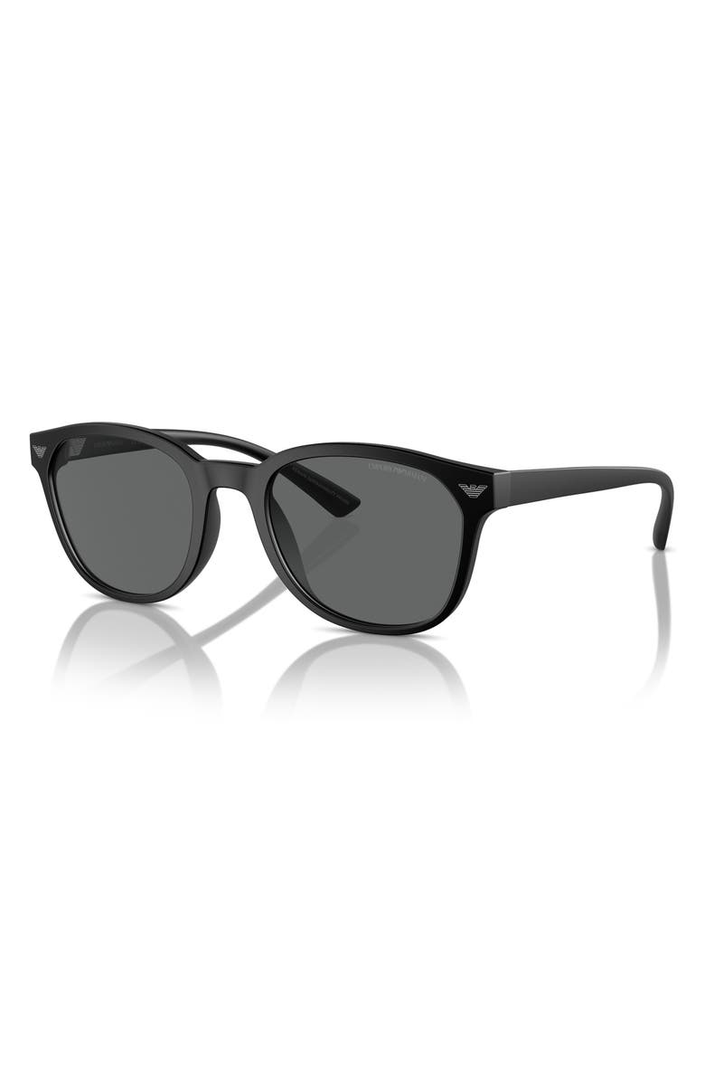Emporio Armani 53mm Phantos Sunglasses, Alternate, color, Matte Black / Dark Grey