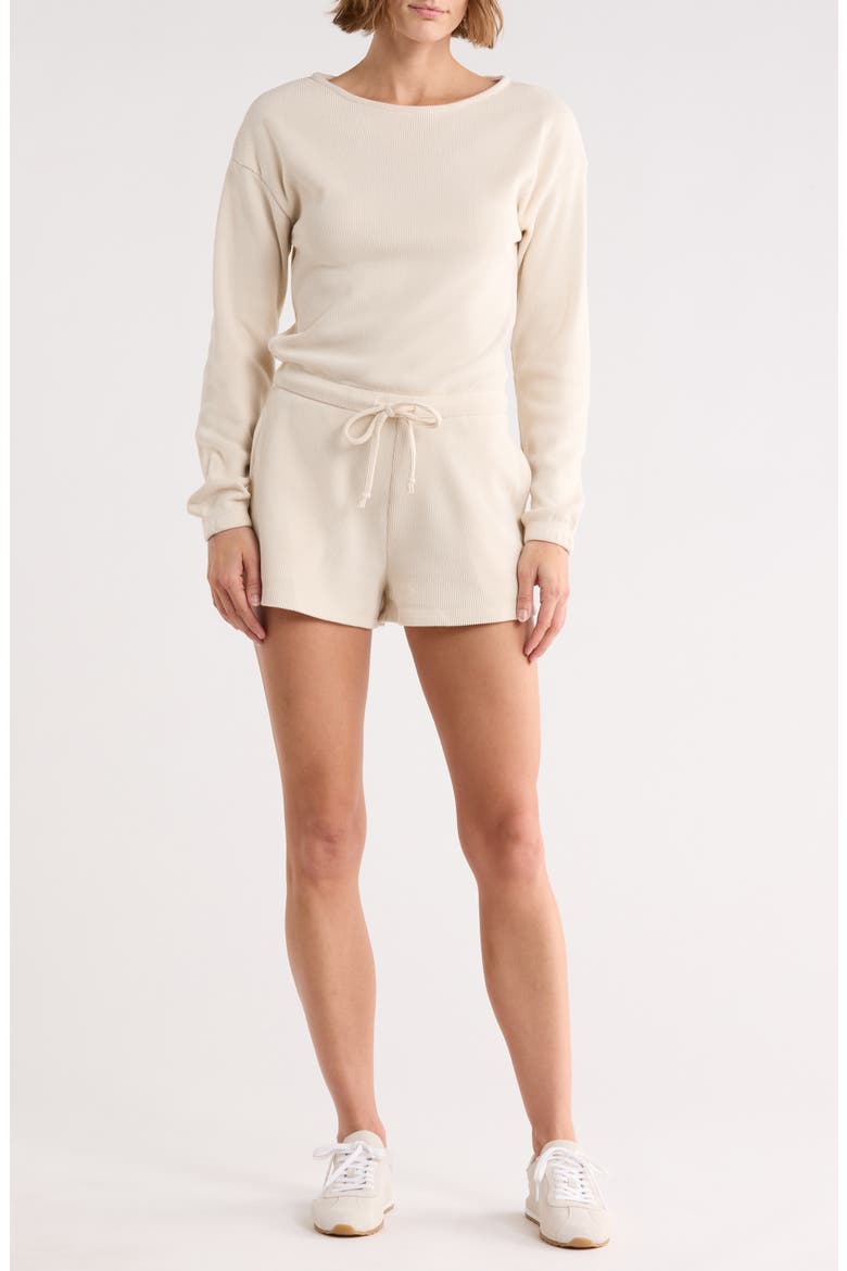 Long Sleeve Ribbed Romper, Main, color, BIRCH