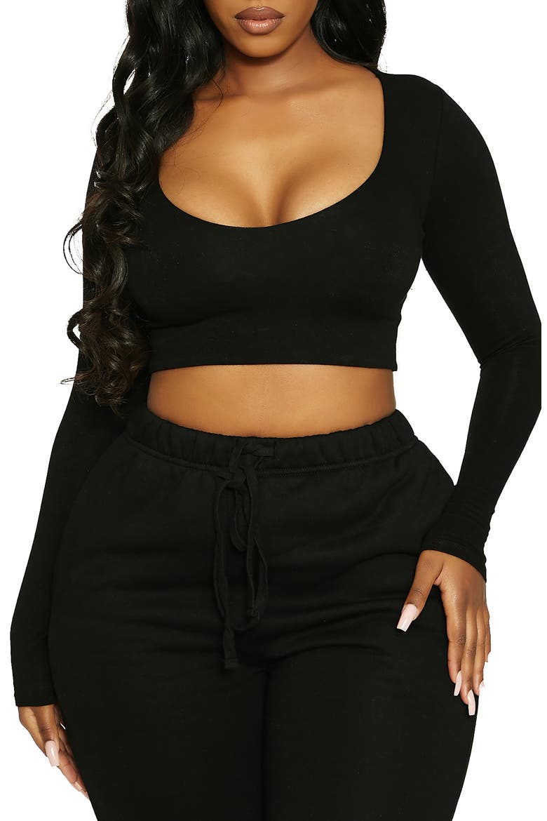 LORI DEEP SCOOP NECK CROP TOP, Main, color, BLACK