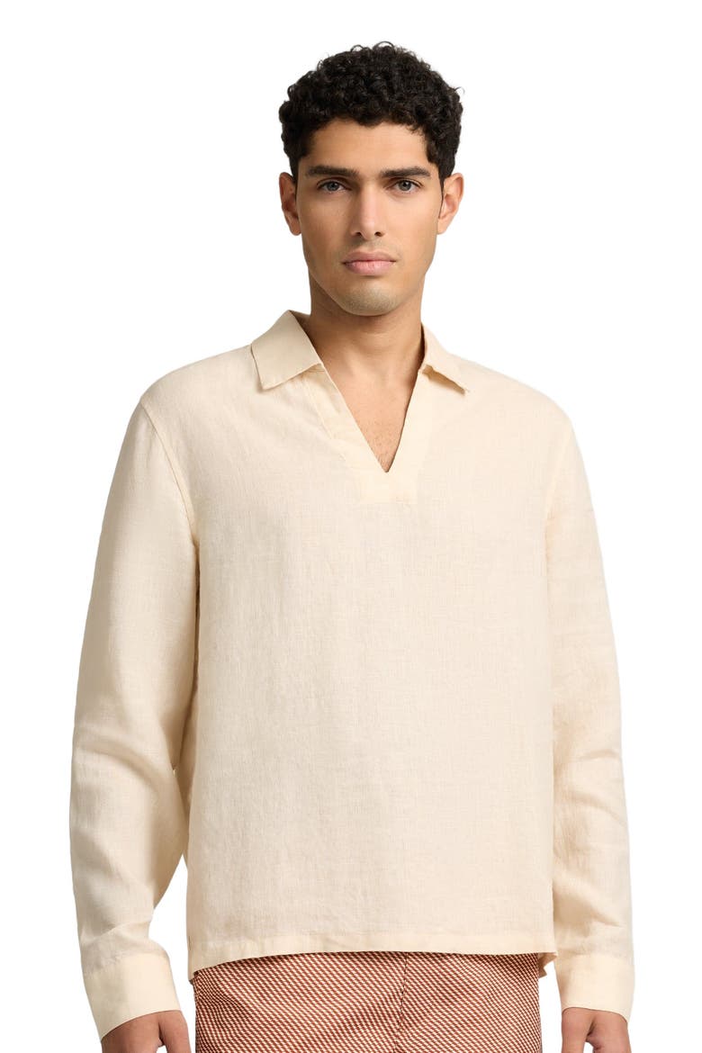 Linen Long Sleeve Popover Shirt, Alternate, color, NATURAL