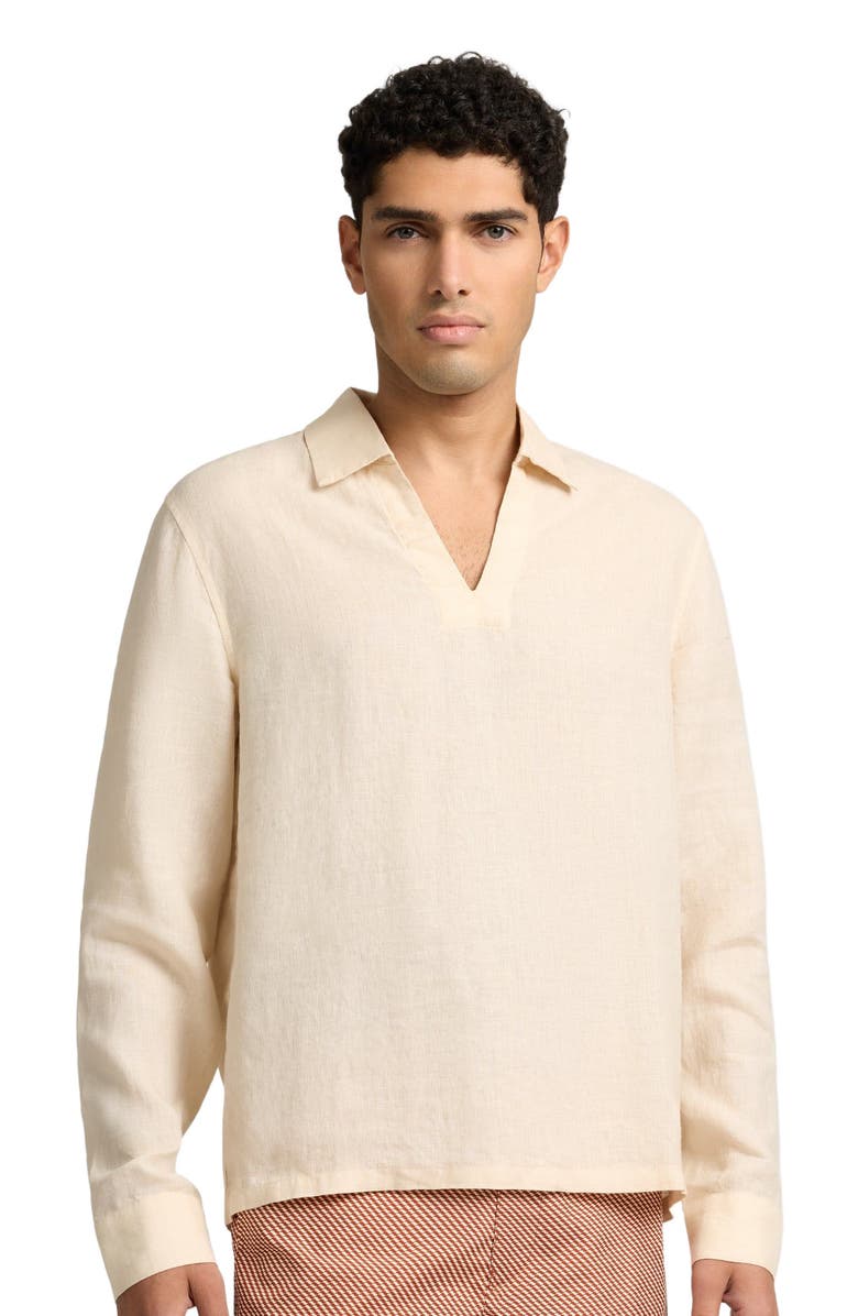 Onia Linen Long Sleeve Popover Shirt, Alternate, color, Natural