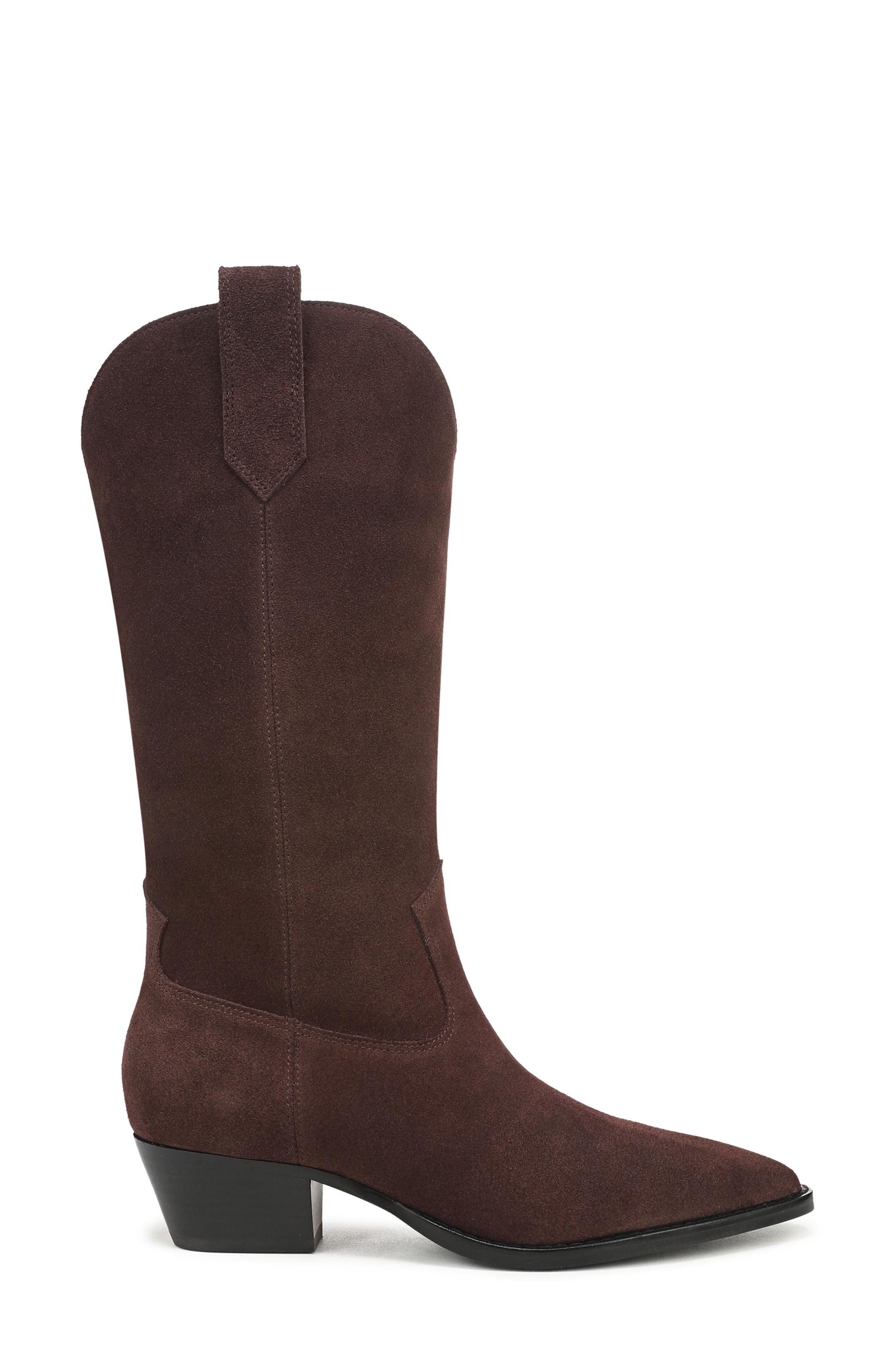 Georgia Croc Embossed Leather Boot, Alternate, color, BROWN CHICORY