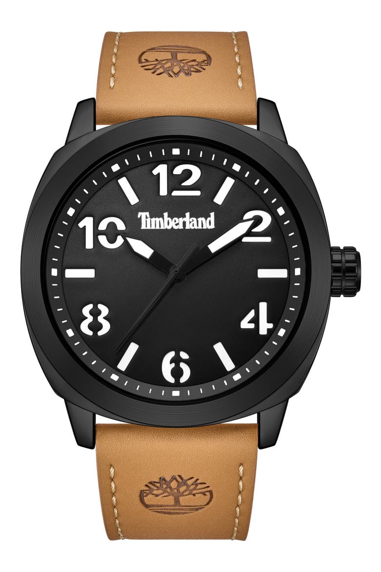 Classic Quartz Leather Strap Watch, 46mm, Main, color, TAN