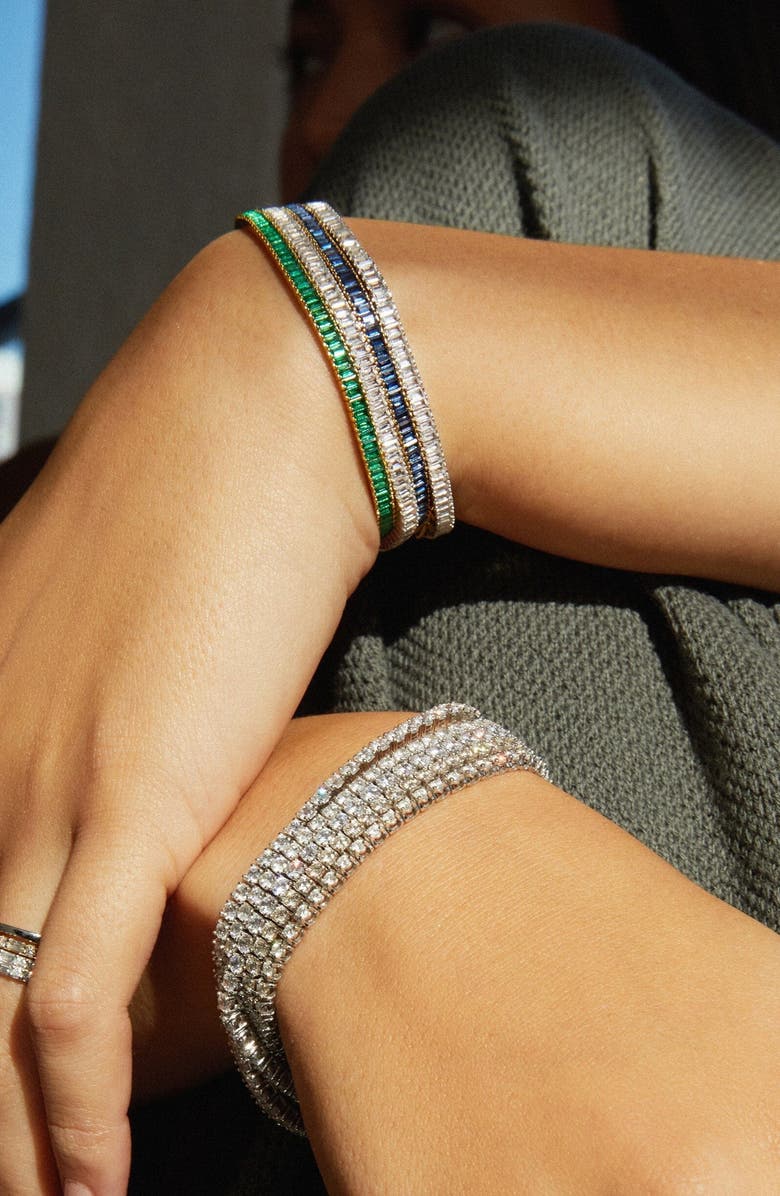 Aurate New York Lab Grown Sapphire Baguette Tennis Bracelet, Alternate, color, Gold Vermeil