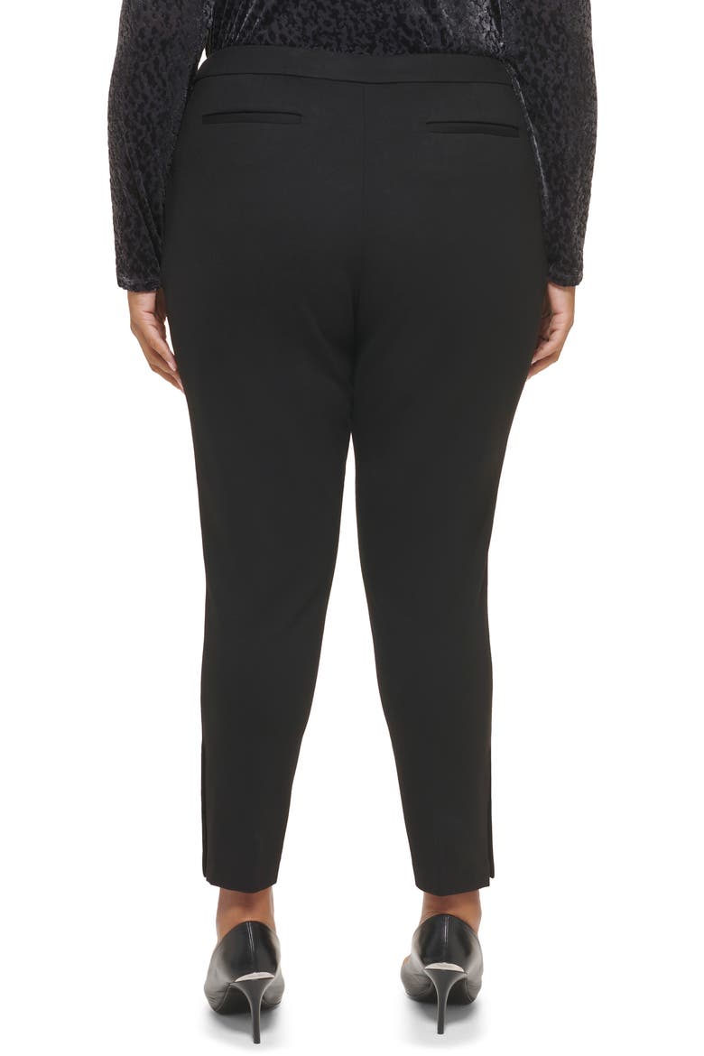 Ponte Pleat Front Slim Leg Pants, Alternate, color, BLACK