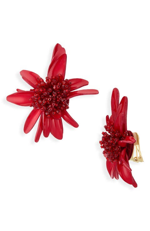 Large Resin Flower Clip-On Earrings