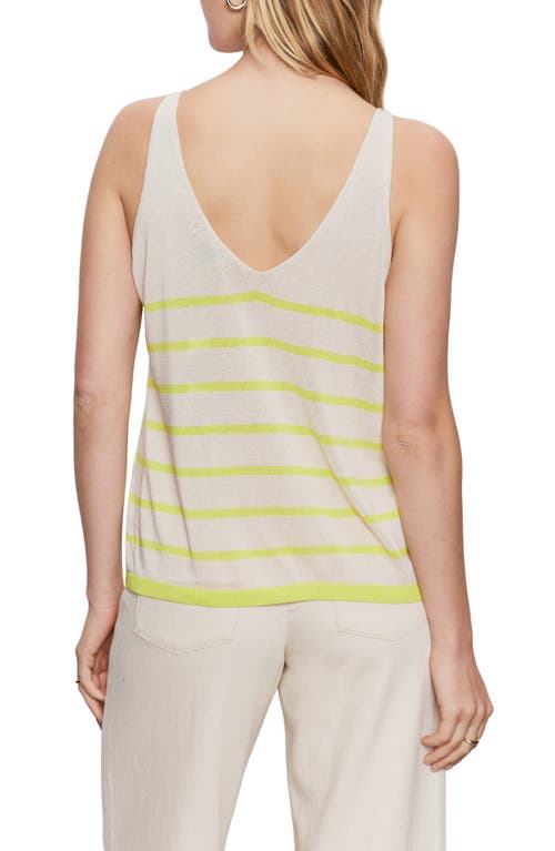 Sanctuary V-neck Knitwear Tank In Muslin Desert Lime Stripe