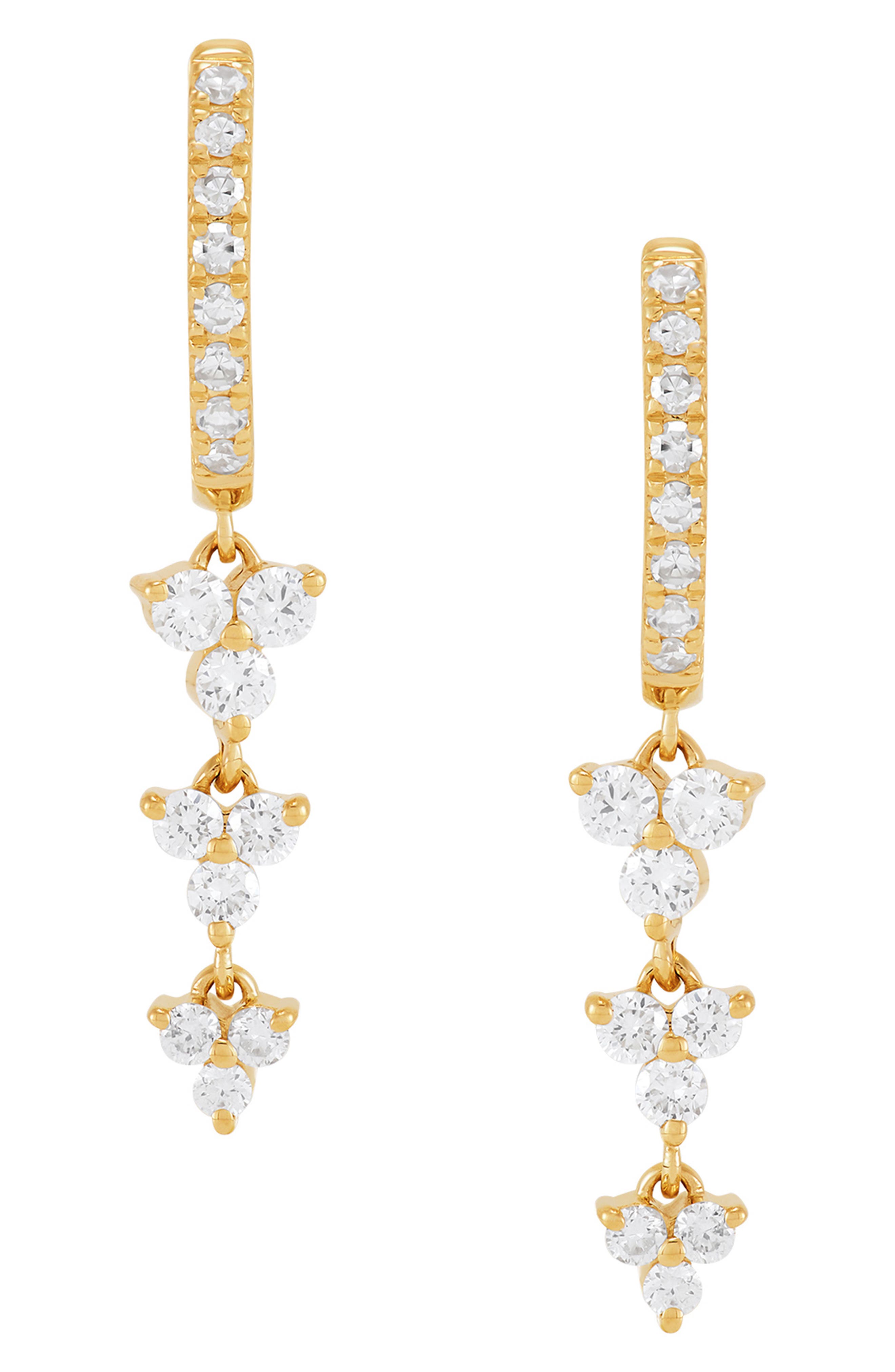 Frankie & Zoe 10K Yellow Gold Lab Grown Diamond Drop Huggie Hoop Earrings