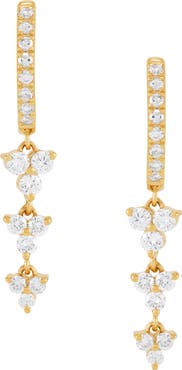 Frankie & Zoe 10K Yellow Gold Lab Grown Diamond Drop Huggie Hoop Earrings