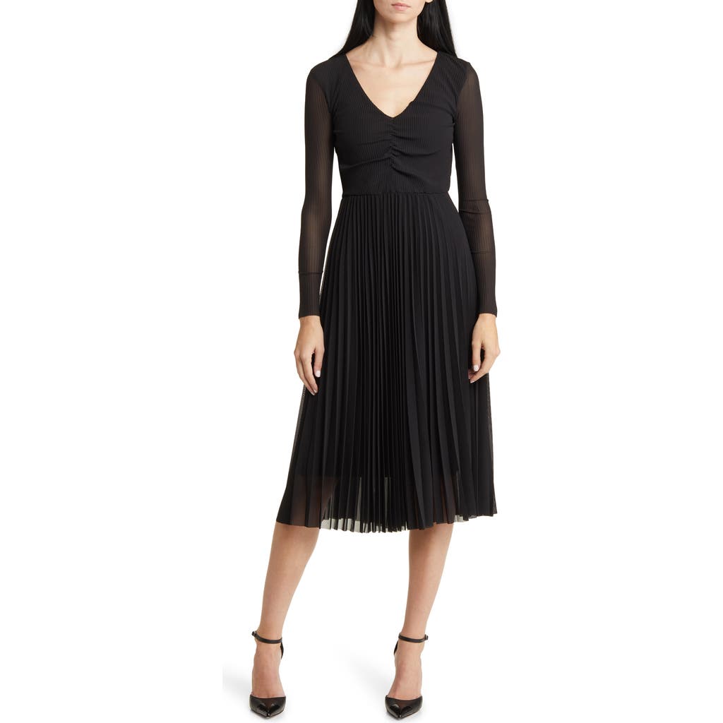 Hugo Boss Erlissi Pleated Long Sleeve Dress