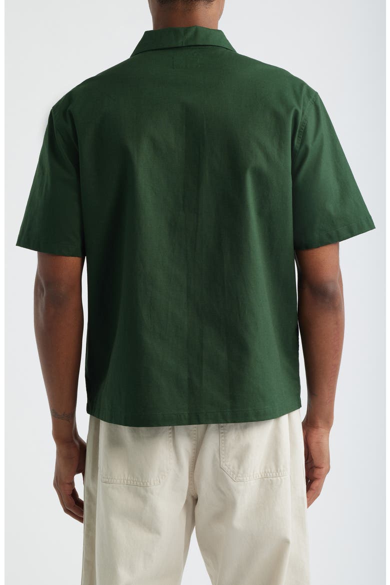 Elai Cotton & Linen Camp Shirt, Alternate, color, GREEN