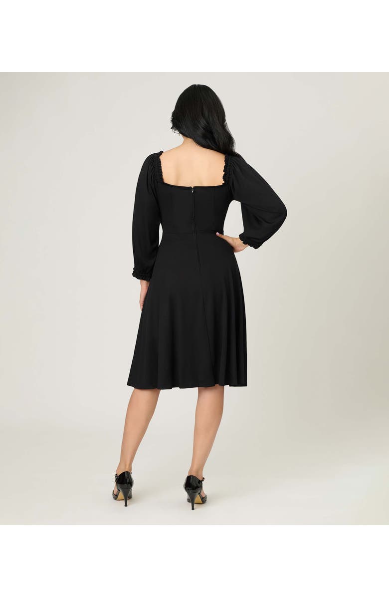 Unique Vintage Peasant Sleeve Swing Dress, Alternate, color, Black Ruffle