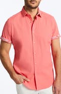 Robert Graham Thresher Classic Fit Solid Short Sleeve Cotton Seersucker Button-Up Shirt