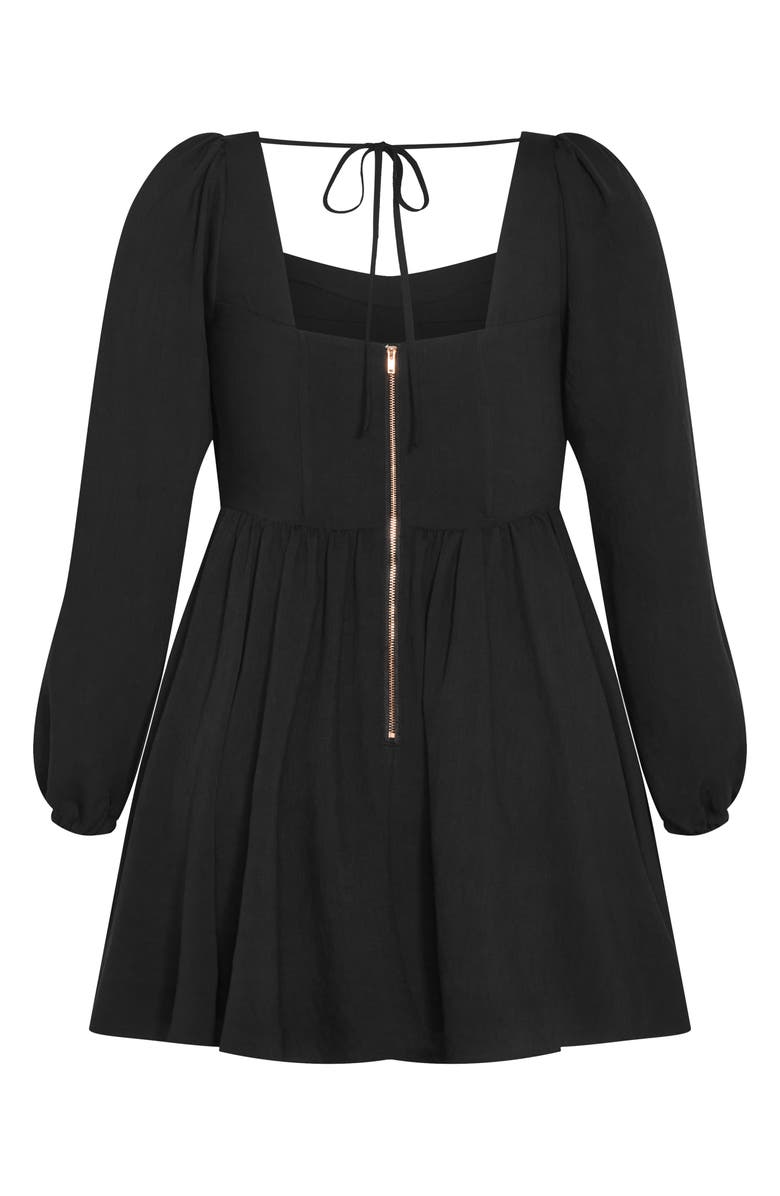 City Chic Cordelia Long Sleeve Minidress, Alternate, color, Black