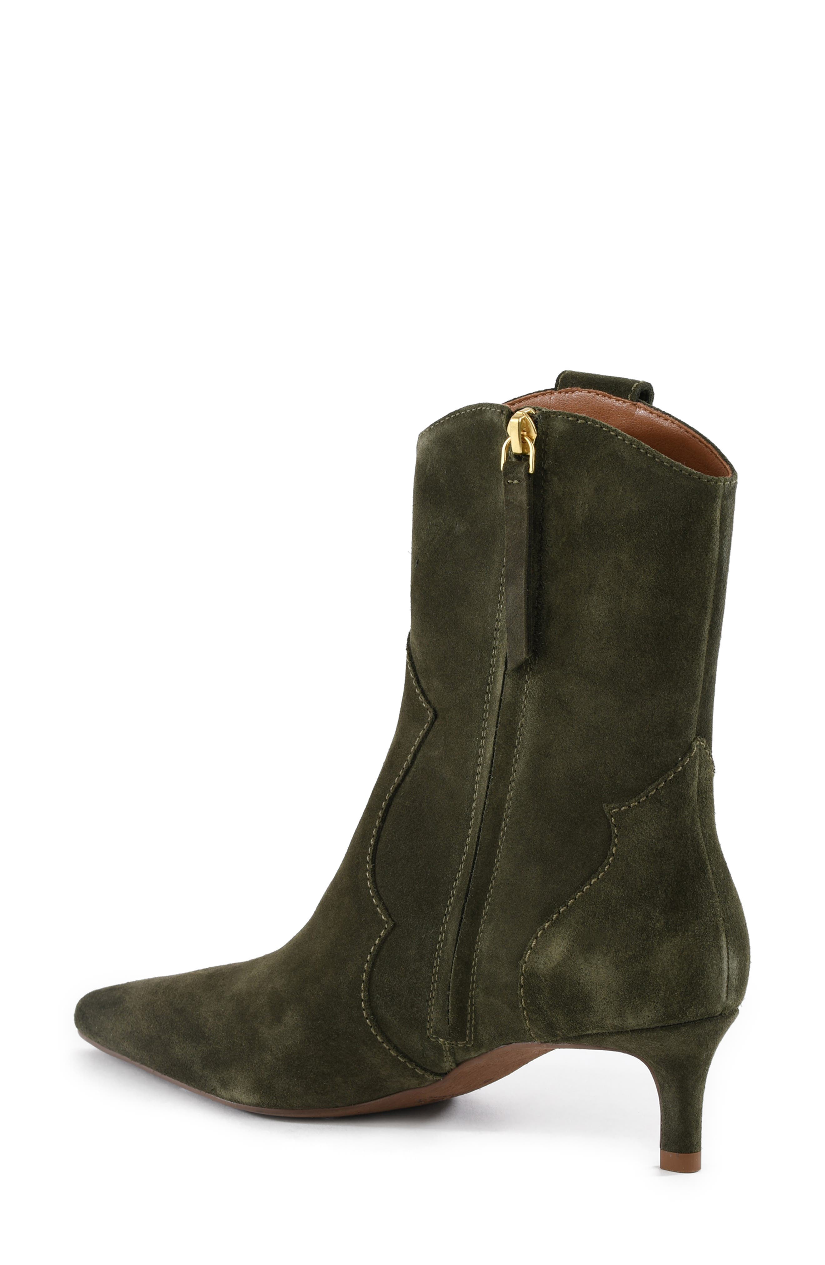 Dallas Pointy Toe Western Sock Boot, Alternate, color, OLIVE
