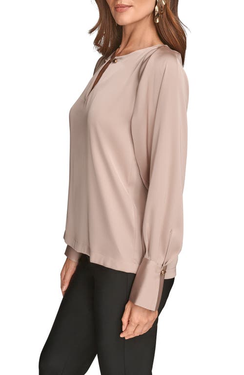 Donna Karan New York Chain Detail Long Sleeve Top In Neutral