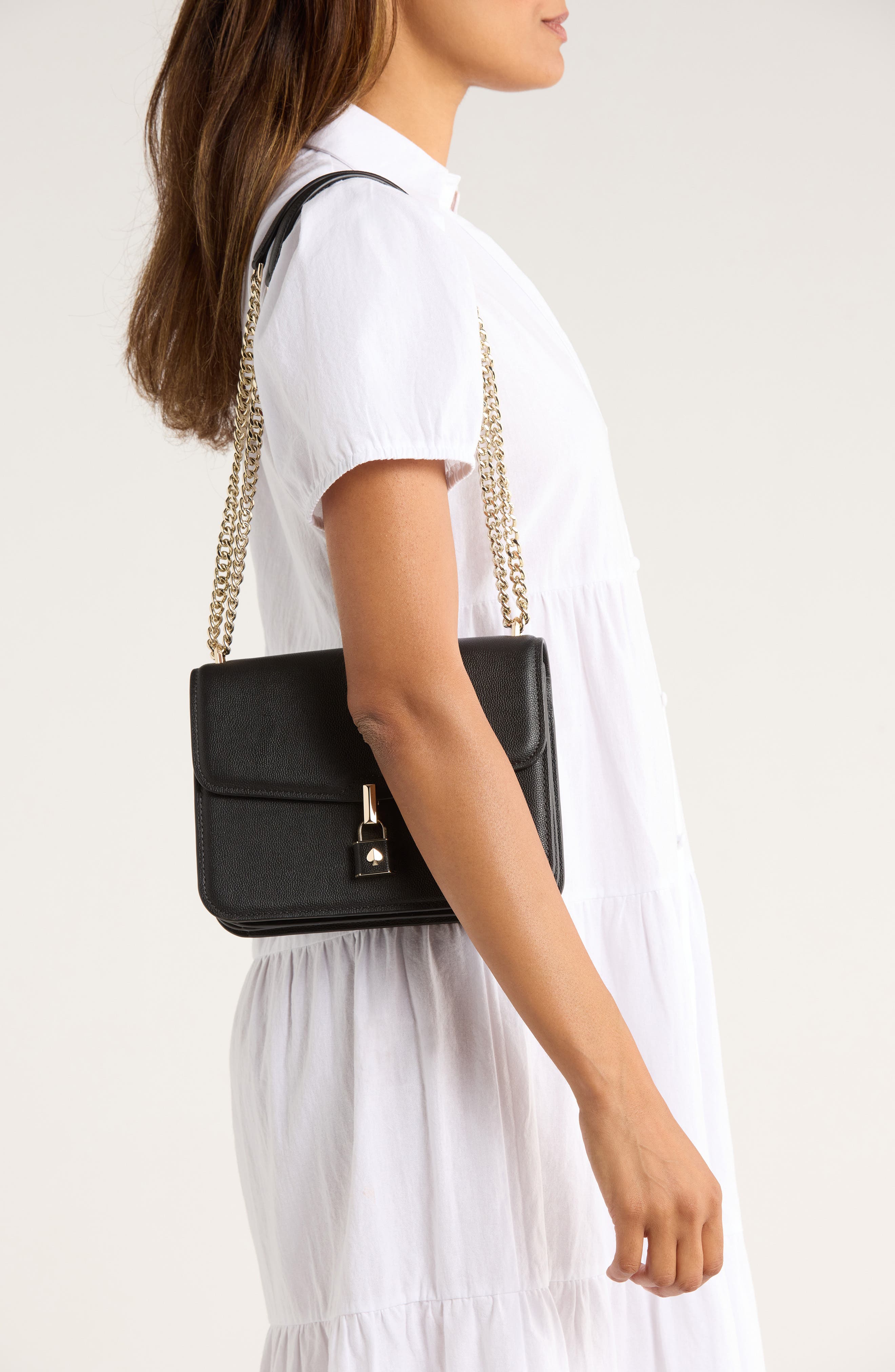 Kate Spade New York locket small grain leather shoulder bag, Alternate, color, 