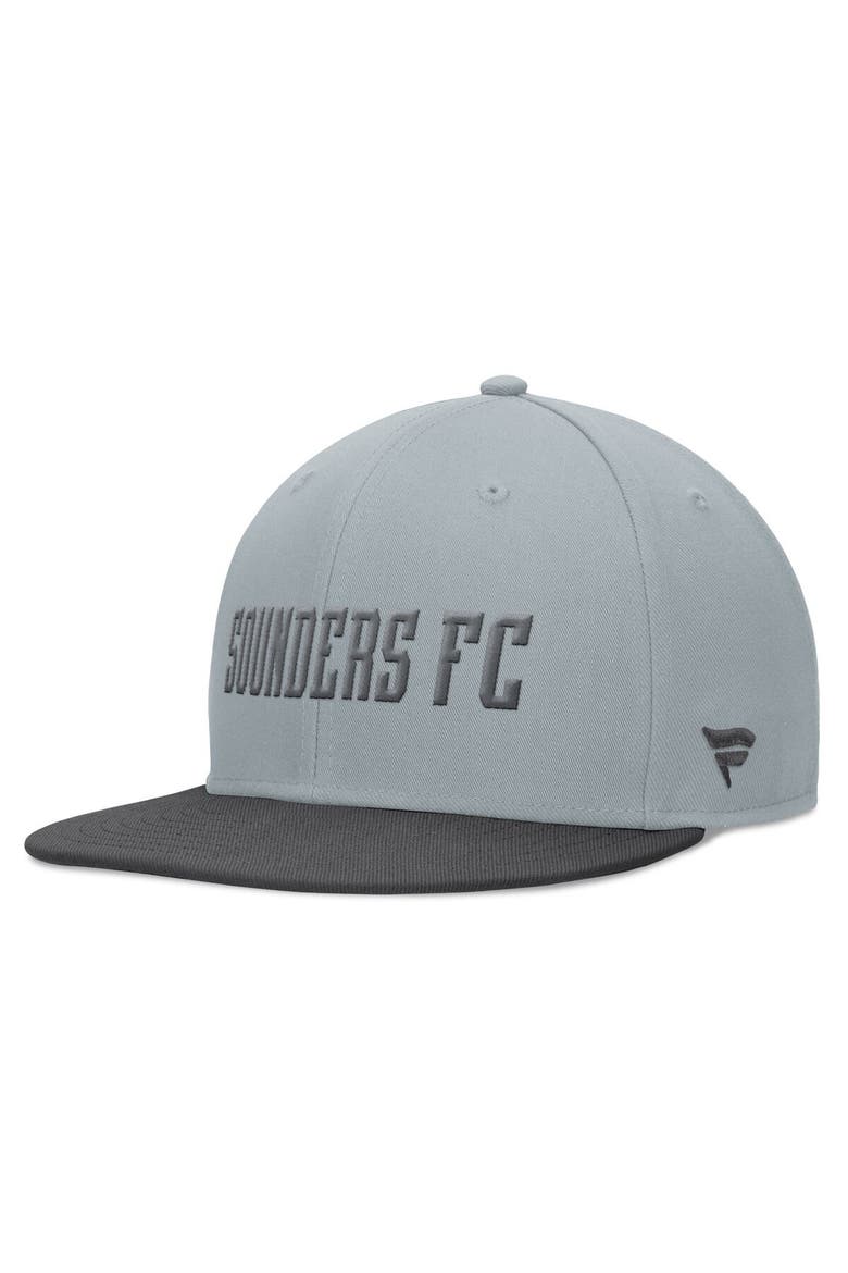 Men's Fanatics Branded Gray/Black Seattle Sounders FC Smoke Snapback Hat, Alternate, color, Gray