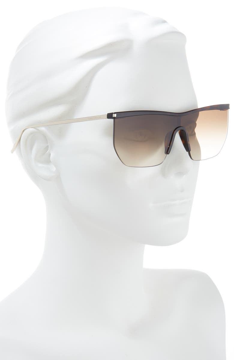 Saint Laurent 99mm Shield Sunglasses, Alternate, color, Havana Gold Brown