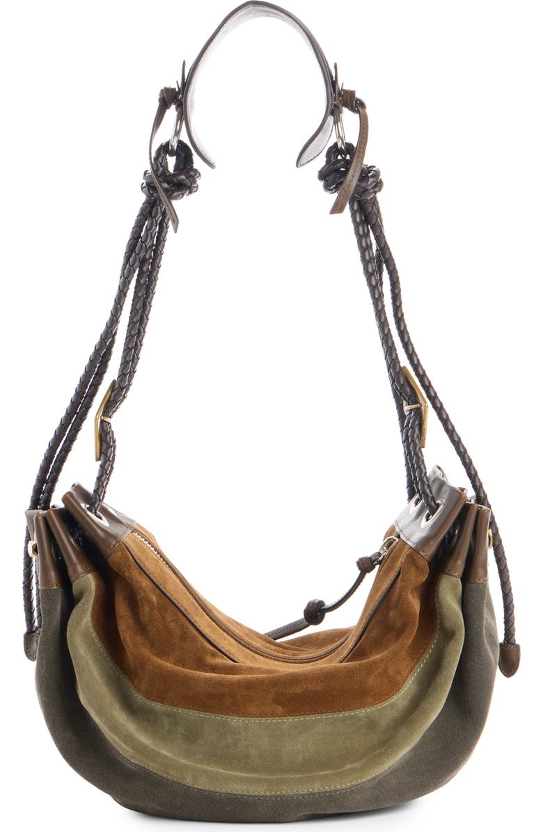 Isabel Marant Medium Maia Colorblock Suede Shoulder Bag, Alternate, color, Multicolor Khaki
