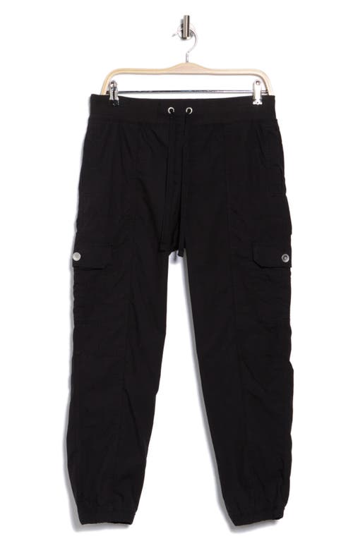 Dkny Ribbed Drawstring Waist Cargo Joggers In Black