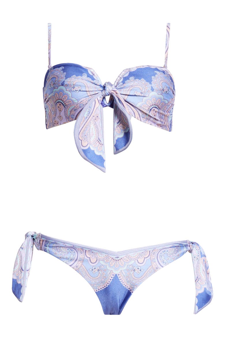 Maxine Tie Detail Two-Piece Swimsuit, Alternate, color, CORNFLOWER PAISLEY