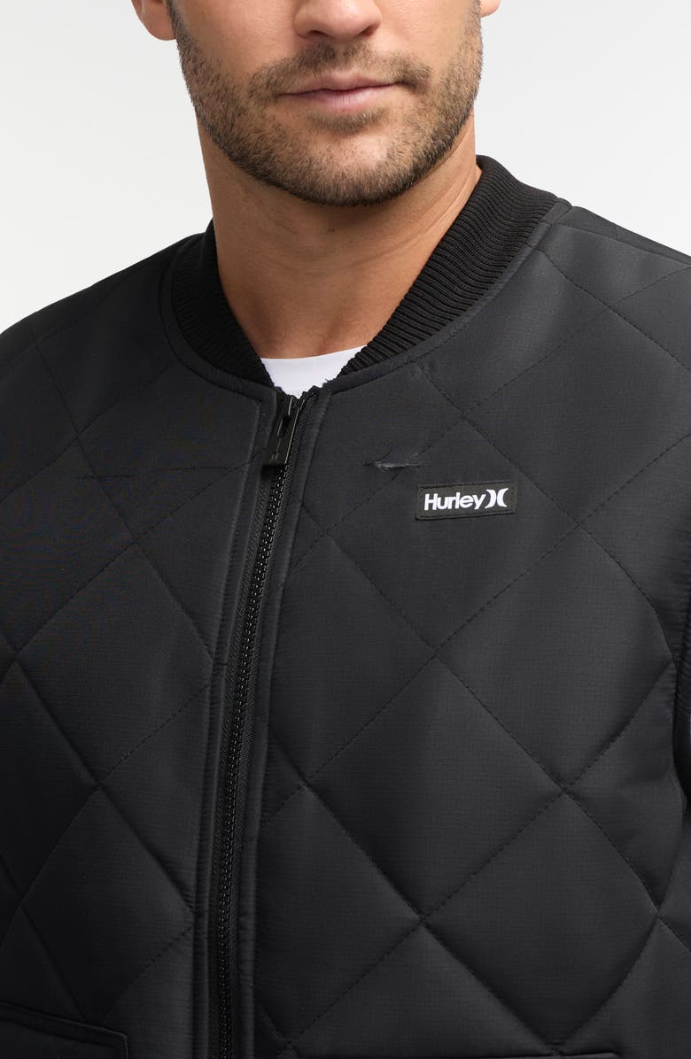 Hurley Malony Water Repellent Faux Shearling Lined Quilted Vest, Alternate, color, Black