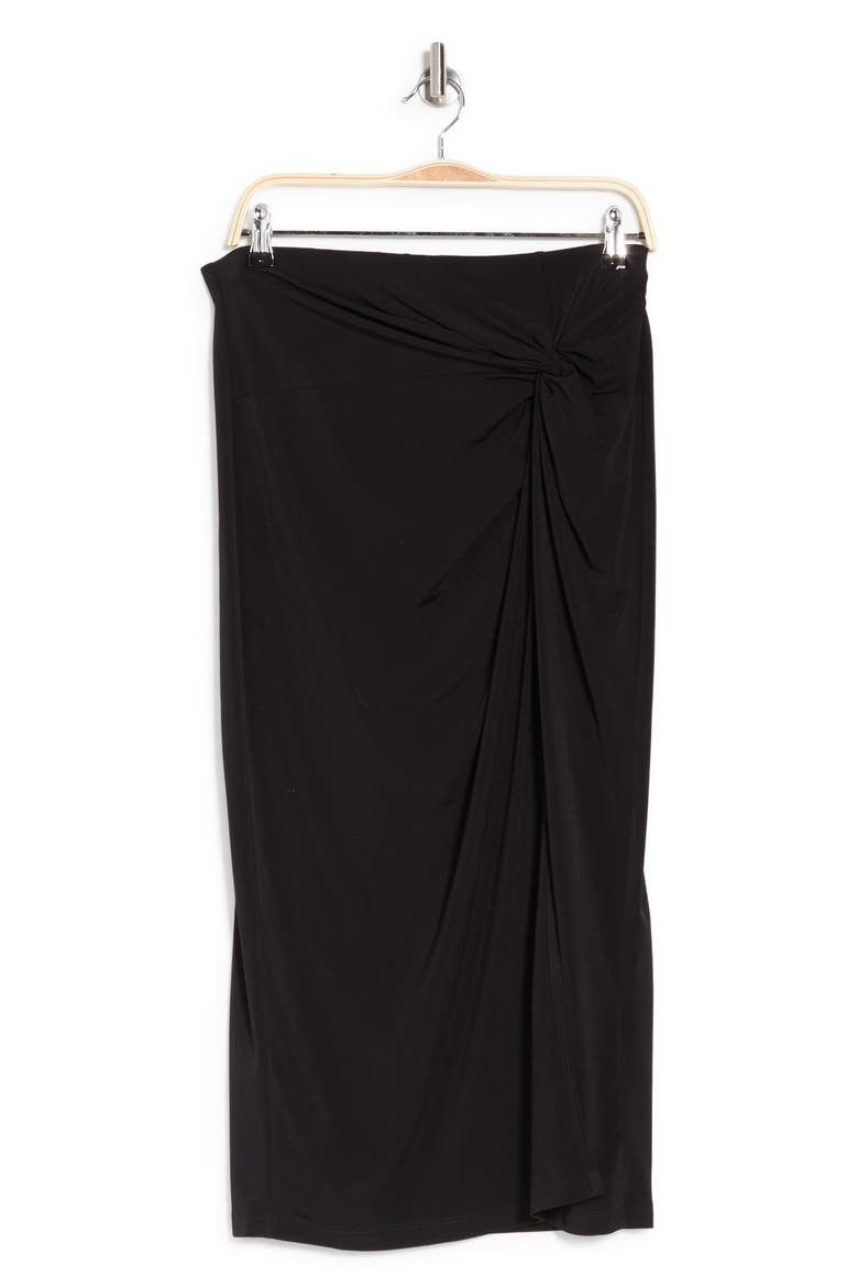 Gathered Knit Skirt, Alternate, color, BLACK