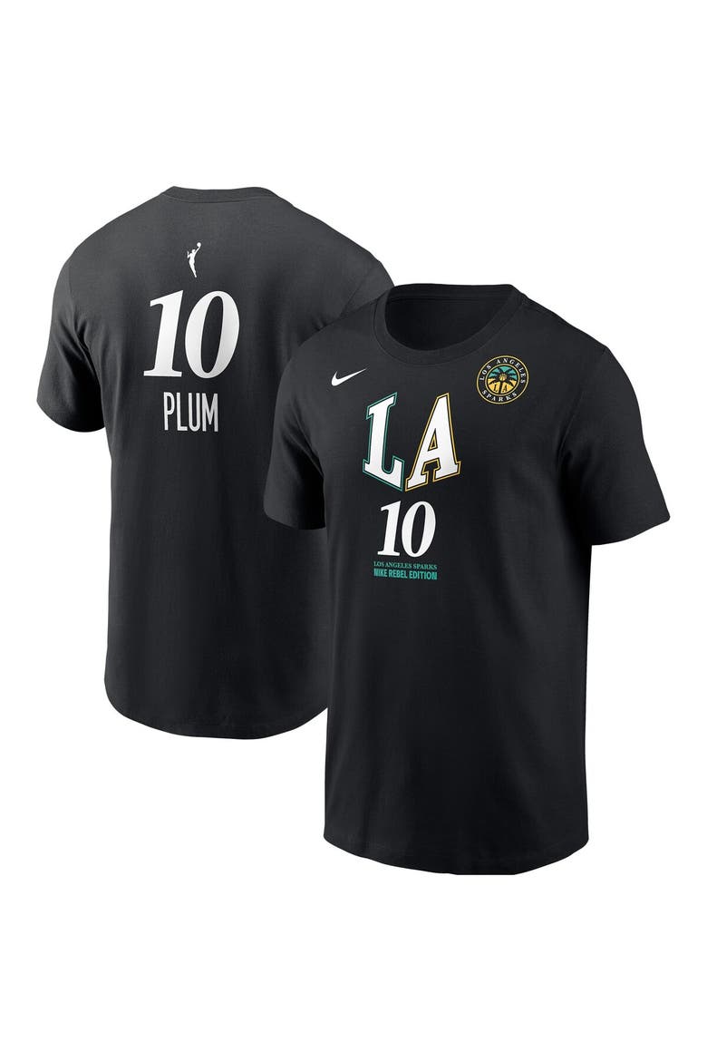 Men's Nike Kelsey Plum Black Los Angeles Sparks Name & Number Rebel Edition T-Shirt, Main, color, Black