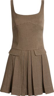 En Saison Houndstooth Pleated Skater Dress