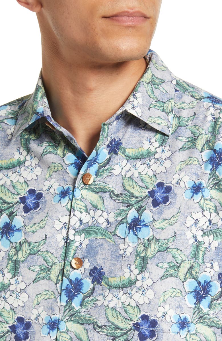 Tommy Bahama Botanical Bay Silk Blend Short Sleeve Button-Up Shirt, Alternate, color, 