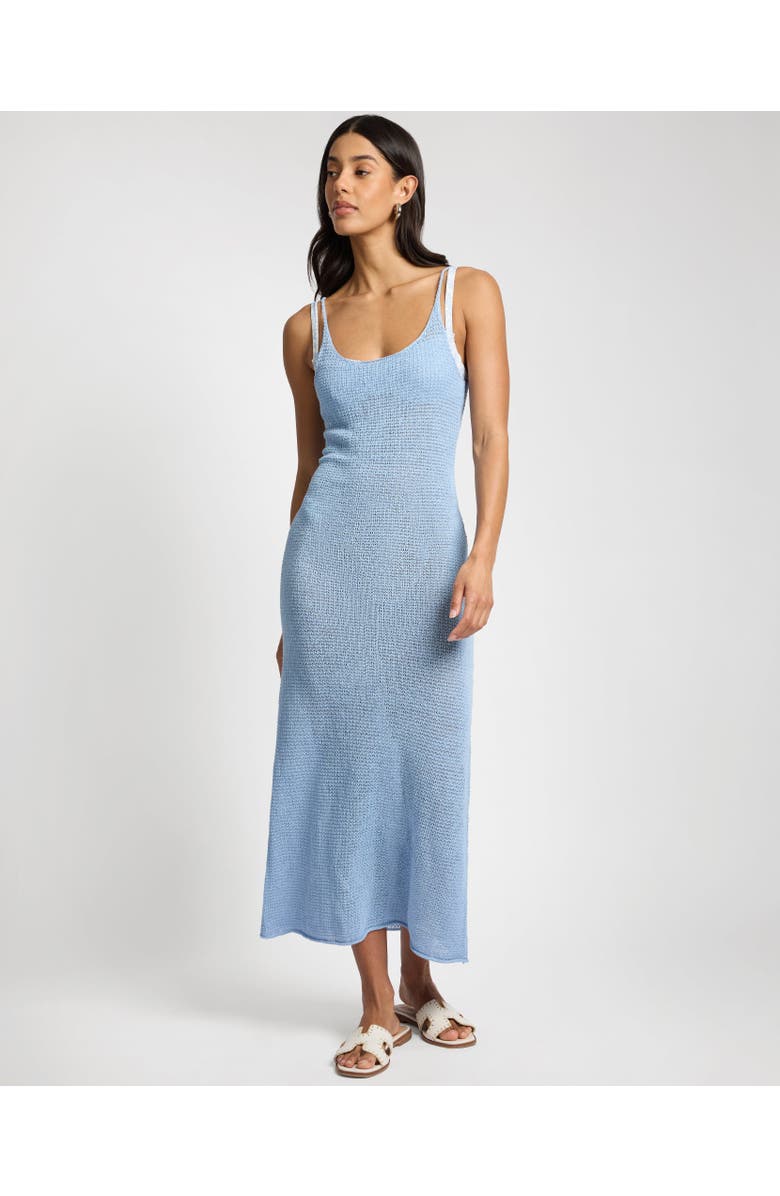 Onia Textured Linen Sweater Scoop Maxi Dress, Main, color, Sky