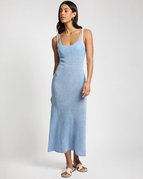 Textured Linen Sweater Scoop Maxi Dress