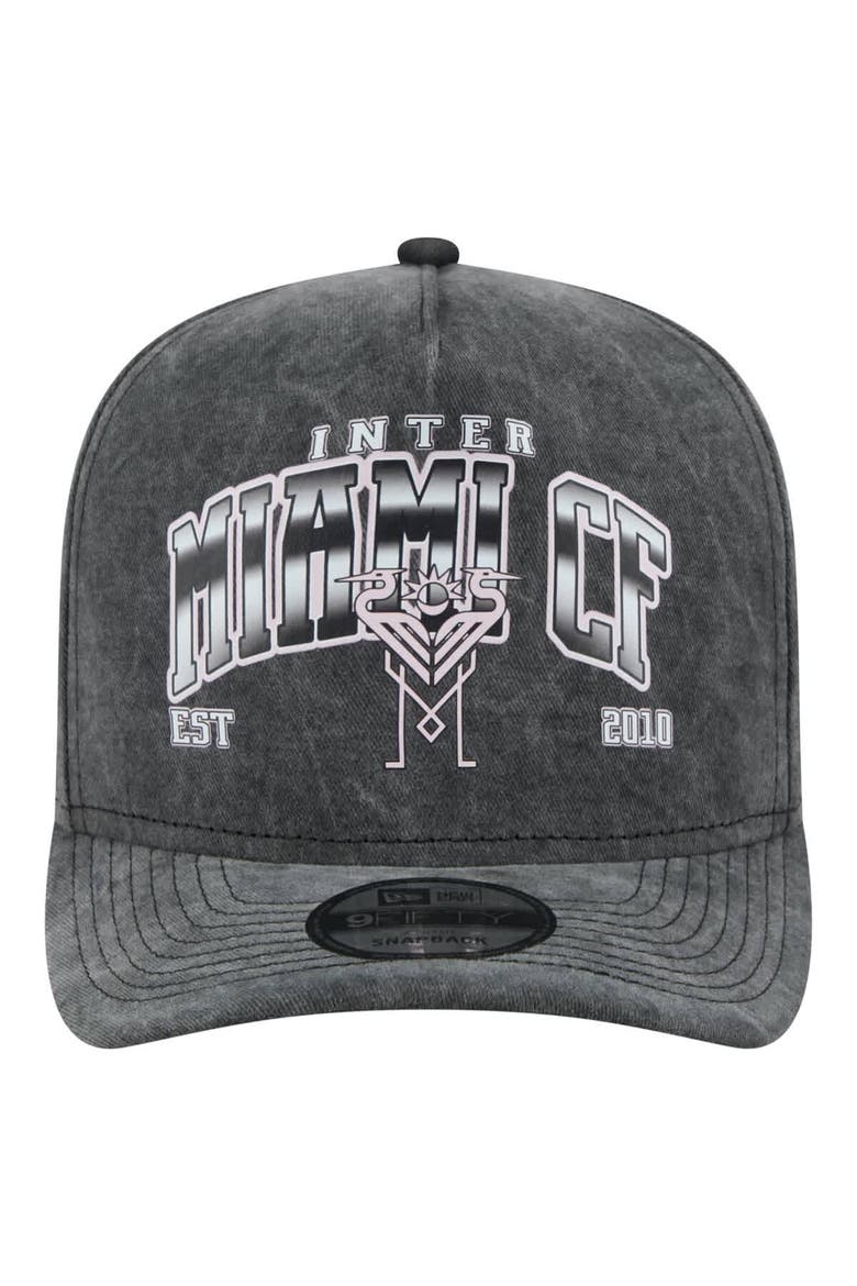 Men's New Era  Black Inter Miami CF Washed 9FIFTY A-Frame Adjustable Hat, Alternate, color, Black