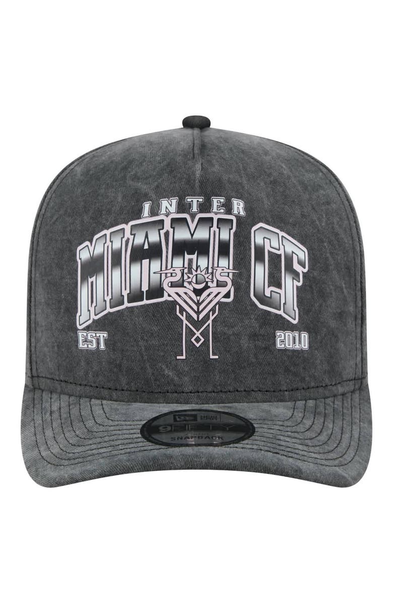 New Era Men's New Era  Black Inter Miami CF Washed 9FIFTY A-Frame Adjustable Hat, Alternate, color, Black