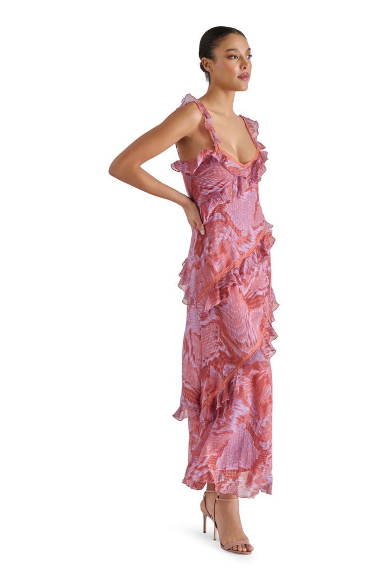 Versailles Sleeveless Ruffle Dress, Alternate, color, PINK SNAKE
