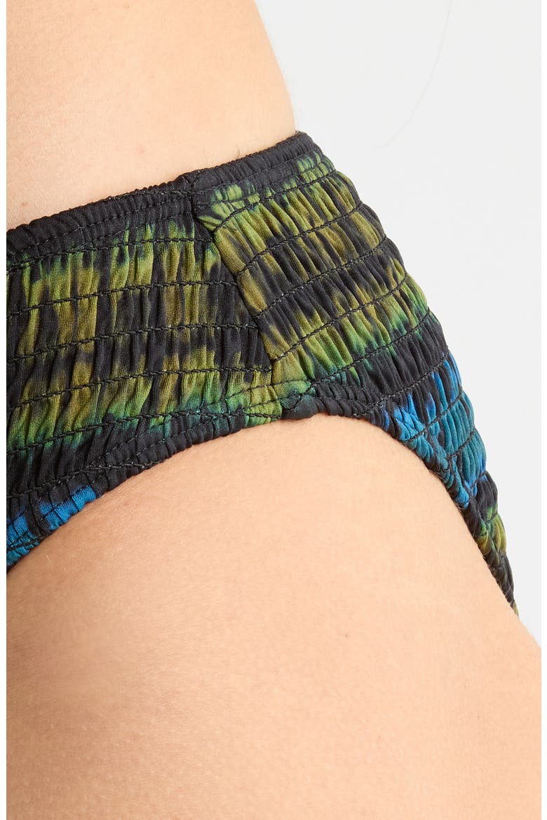 Marseille Tie Dye Smocked Bikini Bottoms, Alternate, color, LAGOON