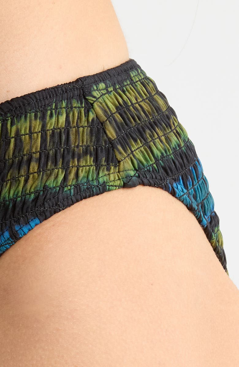 Ulla Johnson Marseille Tie Dye Smocked Bikini Bottoms, Alternate, color, Lagoon