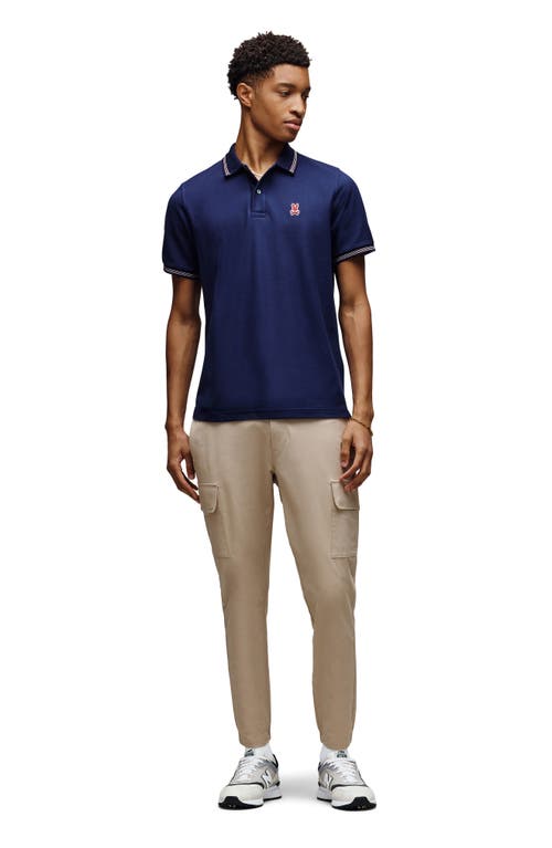 Psycho Bunny Hart Tipped Pima Cotton Piqué Polo In Blue