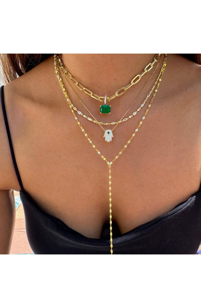 Gemma Azzurro pave hamsa hand necklace, Alternate, color, Green