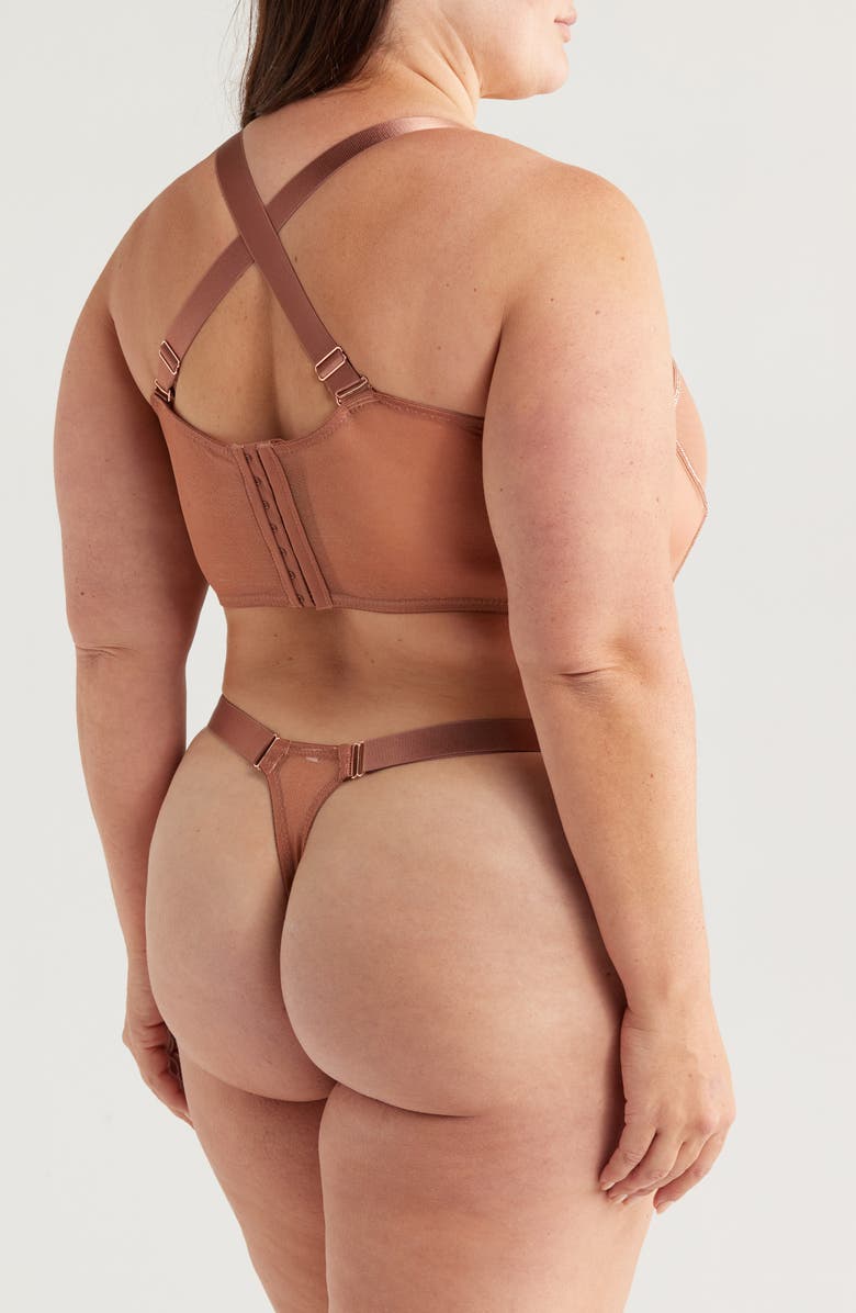 Coquette Bustier & Thong Set, Alternate, color, Bronze