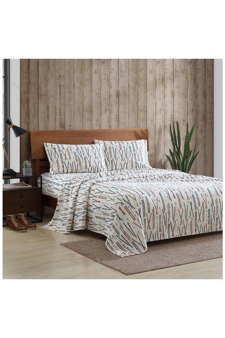 Ski Line Cotton Flannel Sheet Set, Alternate, color, WHITE