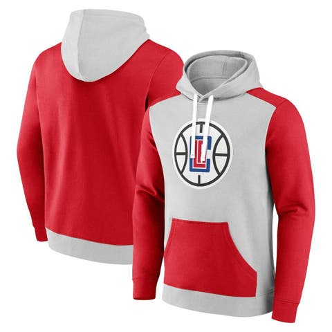 Men's Fanatics Branded Gray/Red LA Clippers Arctic Colorblock Pullover Hoodie