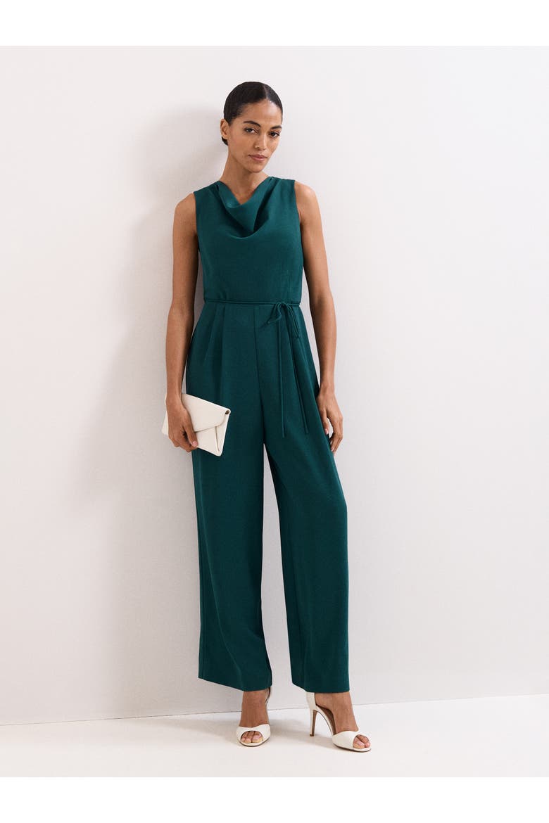 Monique Cowl Neck Wide Leg Jumpsuit, Main, color, Teal