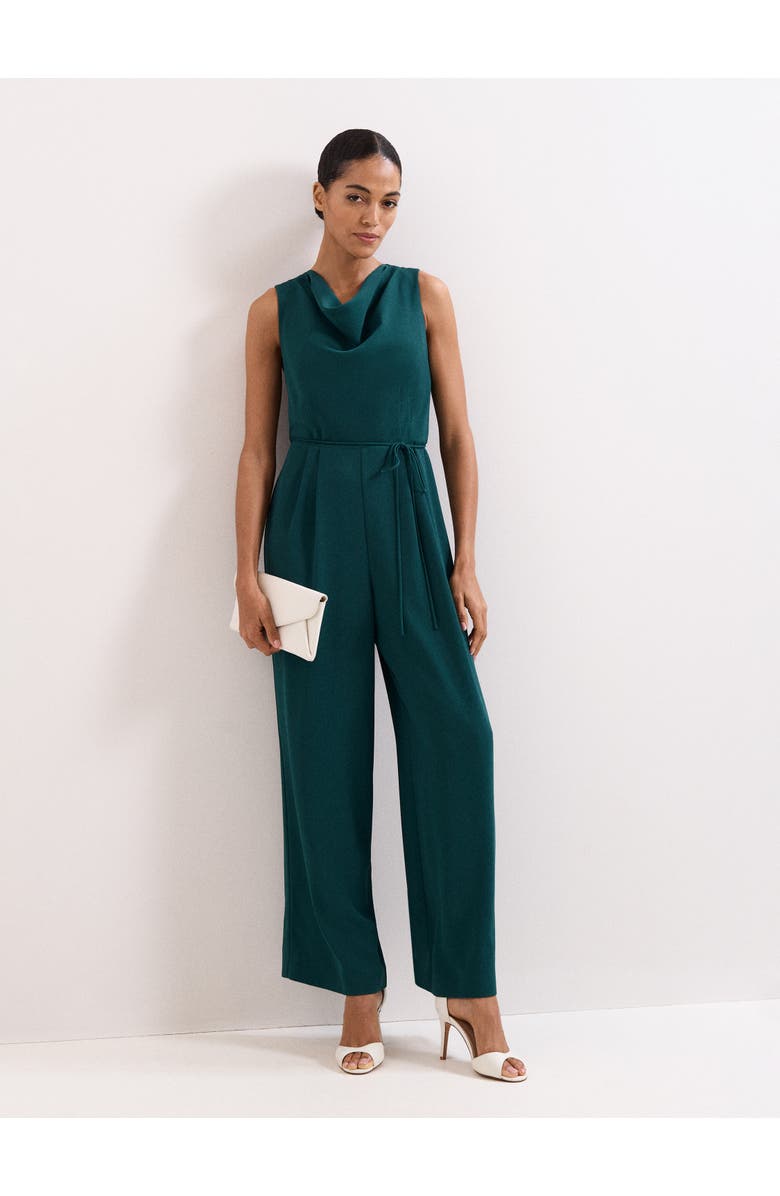 Phase Eight Monique Cowl Neck Wide Leg Jumpsuit, Main, color, Teal